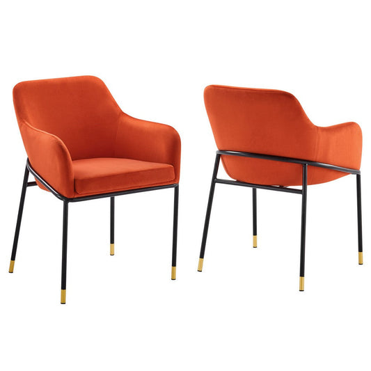 Modway Jovi Performance Velvet, Dining Armchair - Set of 2, Black Orange