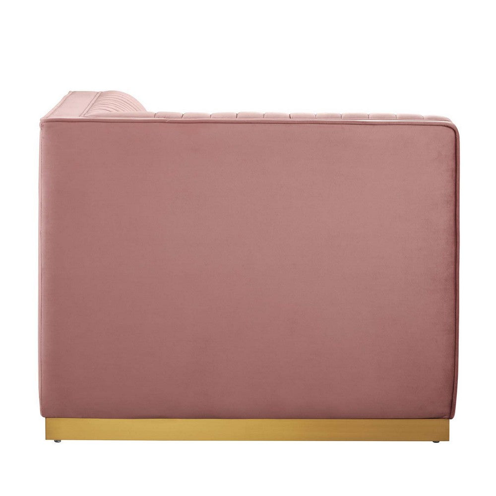 Sanguine Channel Tufted Performance Velvet Modular Sectional Sofa Left Corner Chair by Modway| Red