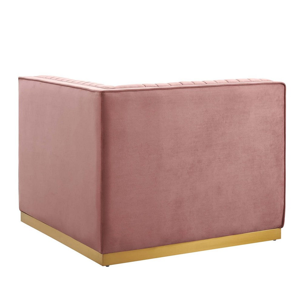 Sanguine Channel Tufted Performance Velvet Modular Sectional Sofa Left Corner Chair by Modway| Red