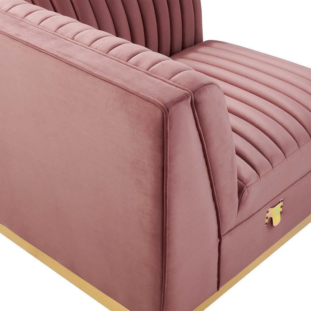 Sanguine Channel Tufted Performance Velvet Modular Sectional Sofa Left Corner Chair by Modway| Red