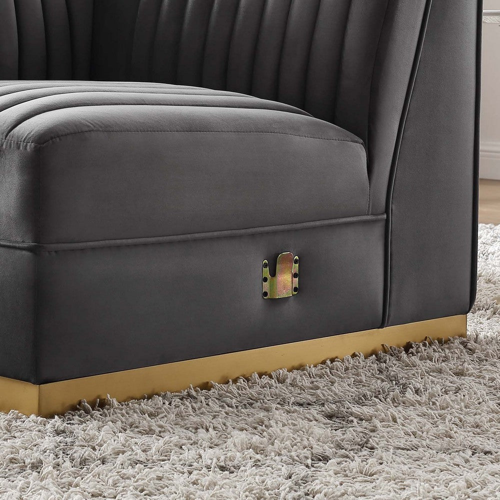 Sanguine Channel Tufted Performance Velvet Modular Sectional Sofa Left Corner Chair by Modway| Gray