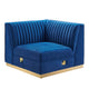 Sanguine Channel Tufted Performance Velvet Modular Sectional Sofa Left Corner Chair by Modway| Blue