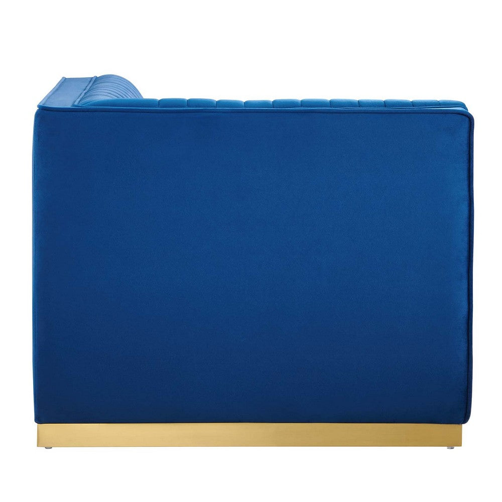 Sanguine Channel Tufted Performance Velvet Modular Sectional Sofa Left Corner Chair by Modway| Blue