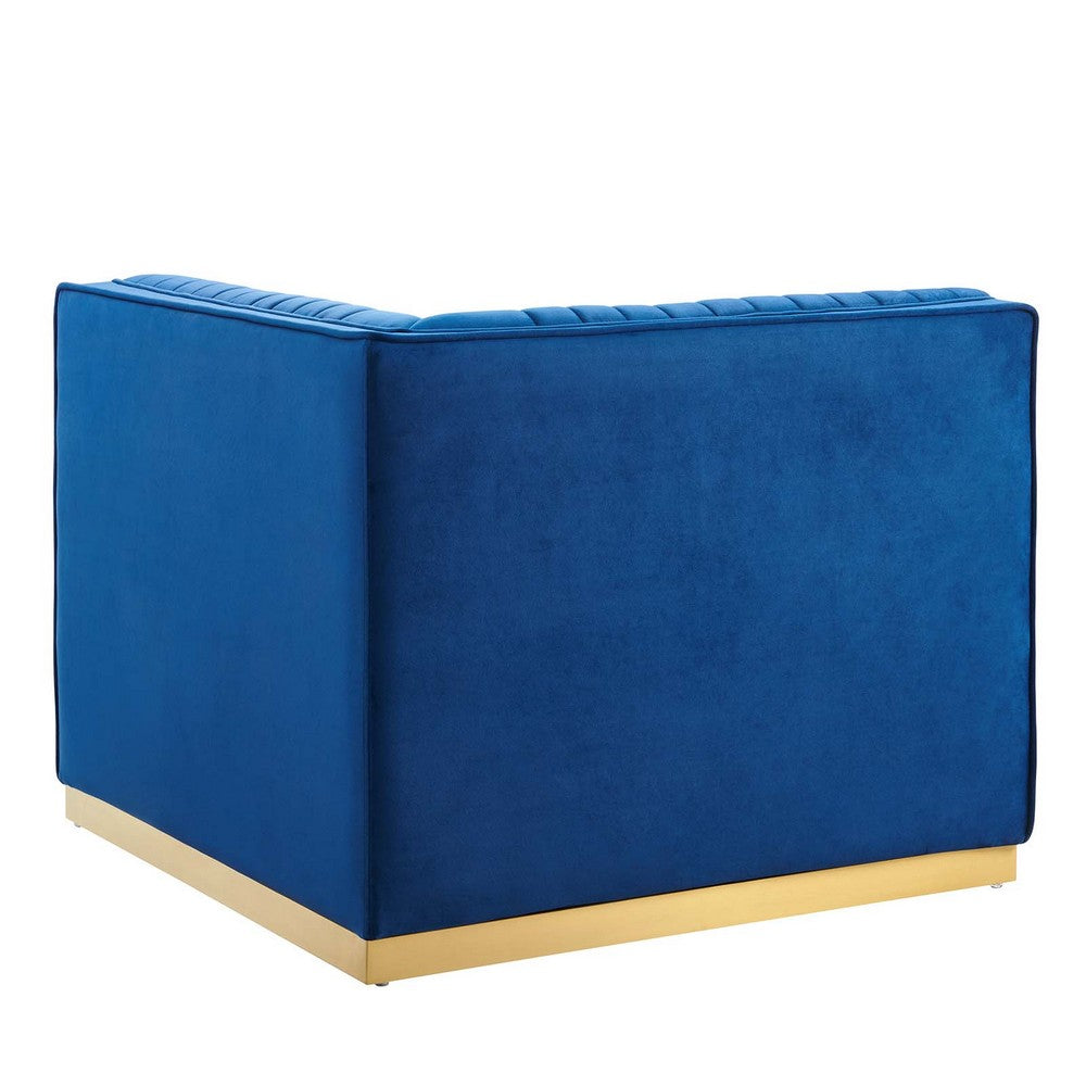 Sanguine Channel Tufted Performance Velvet Modular Sectional Sofa Left Corner Chair by Modway| Blue