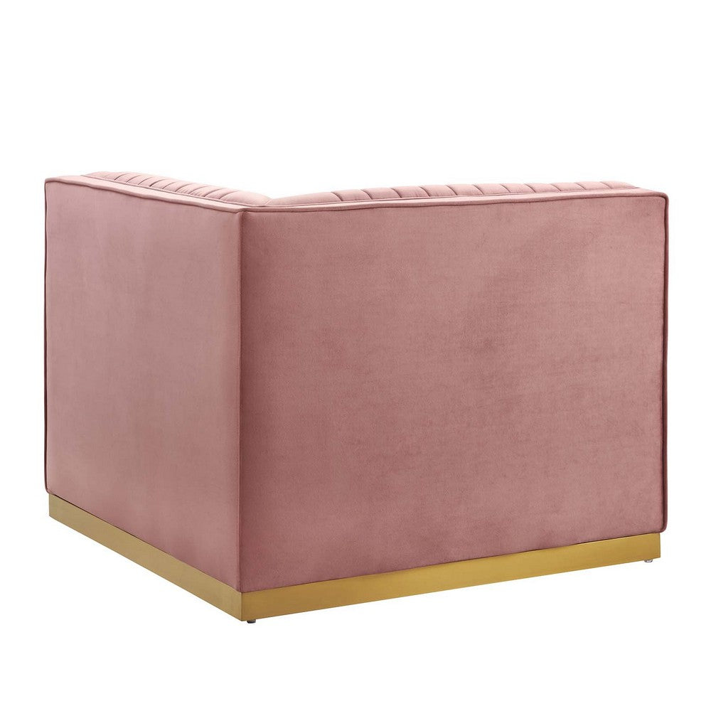 Sanguine Channel Tufted Performance Velvet Modular Sectional Sofa Right Corner Chair by Modway| Red