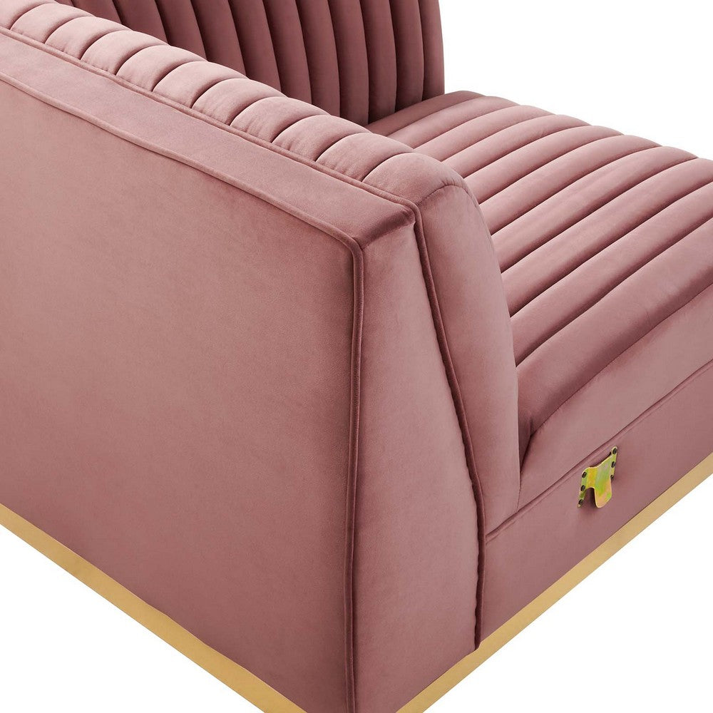 Sanguine Channel Tufted Performance Velvet Modular Sectional Sofa Right Corner Chair by Modway| Red
