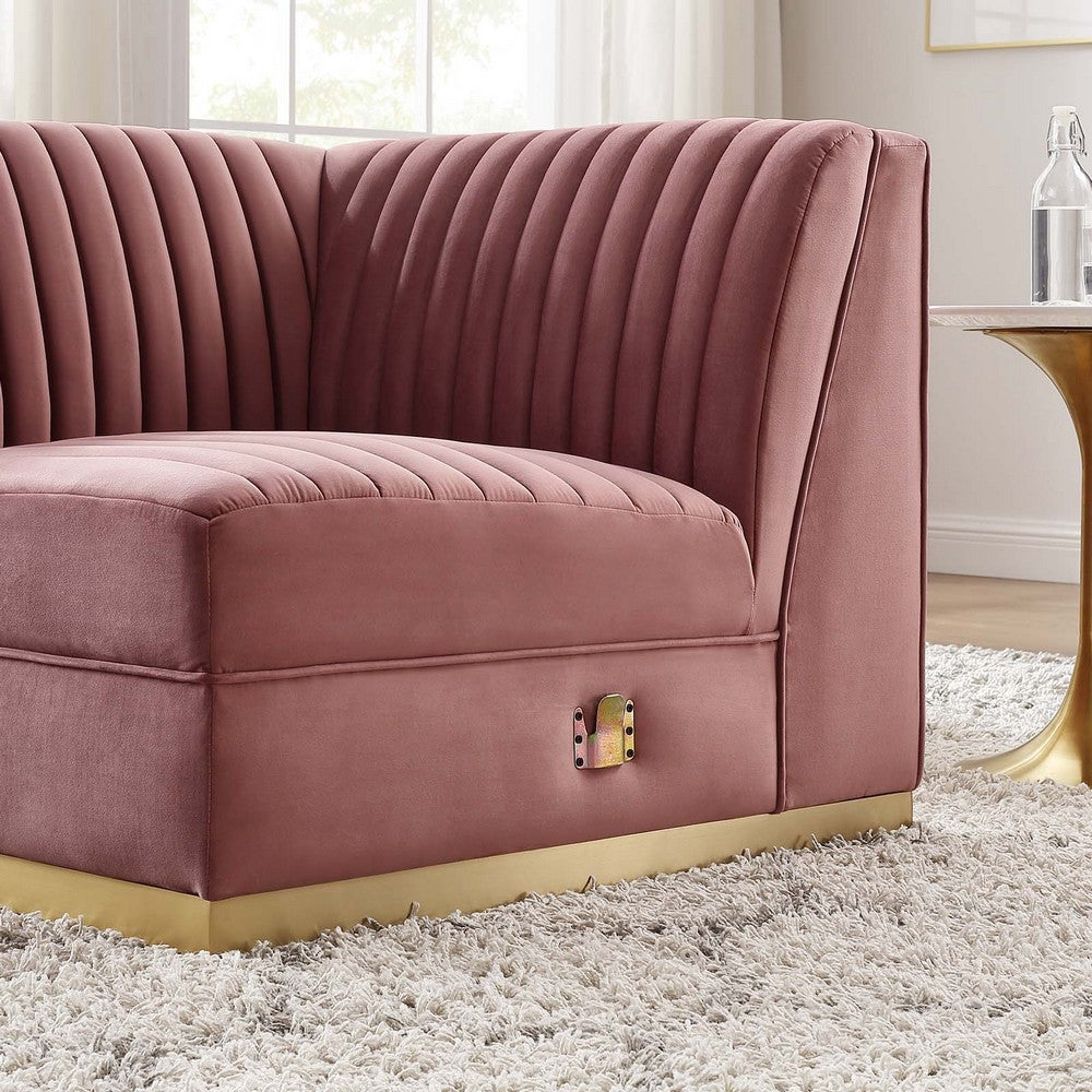 Sanguine Channel Tufted Performance Velvet Modular Sectional Sofa Right Corner Chair by Modway| Red