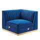 Sanguine Channel Tufted Performance Velvet Modular Sectional Sofa Right Corner Chair by Modway| Blue