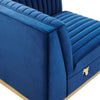 Sanguine Channel Tufted Performance Velvet Modular Sectional Sofa Right Corner Chair by Modway| Blue