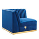 Sanguine Channel Tufted Performance Velvet Modular Sectional Sofa Right Corner Chair by Modway| Blue
