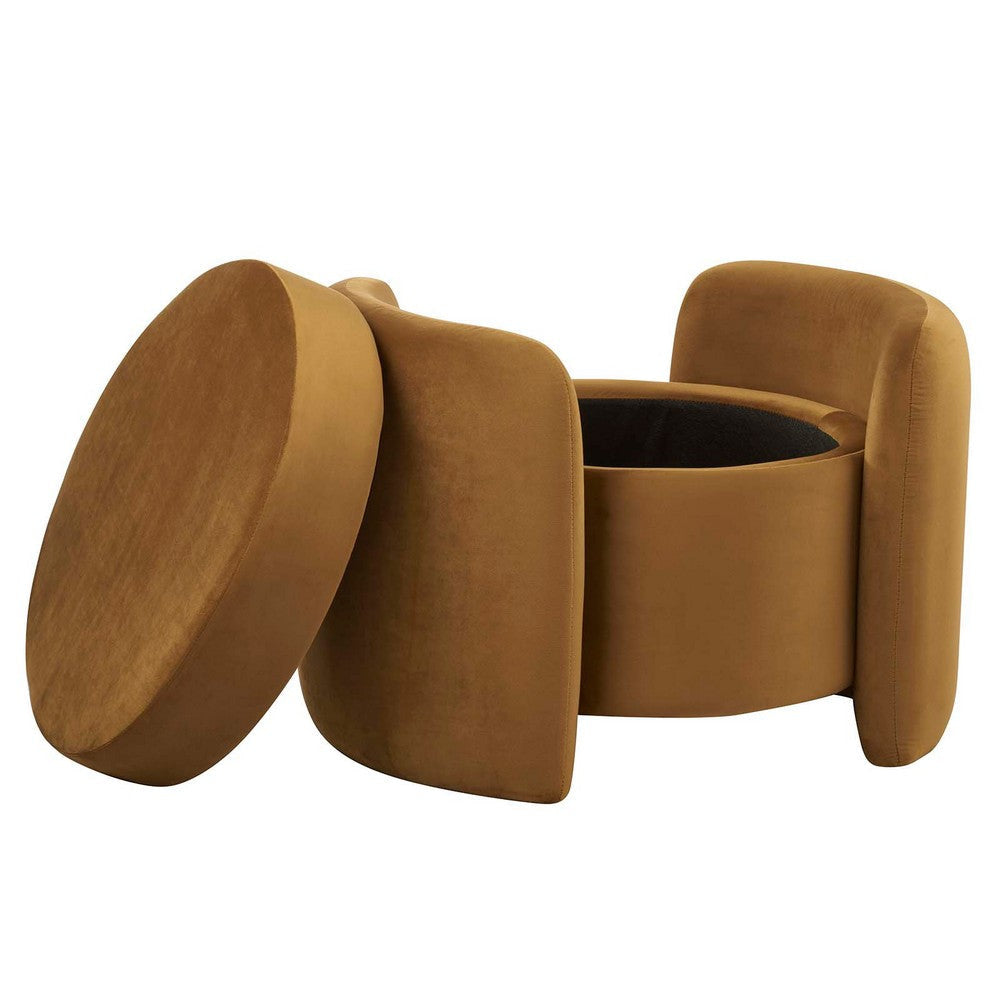 Modway EEI-6055-COG Nebula Upholstered Performance Velvet Ottoman Cognac MDY-EEI-6055-COG