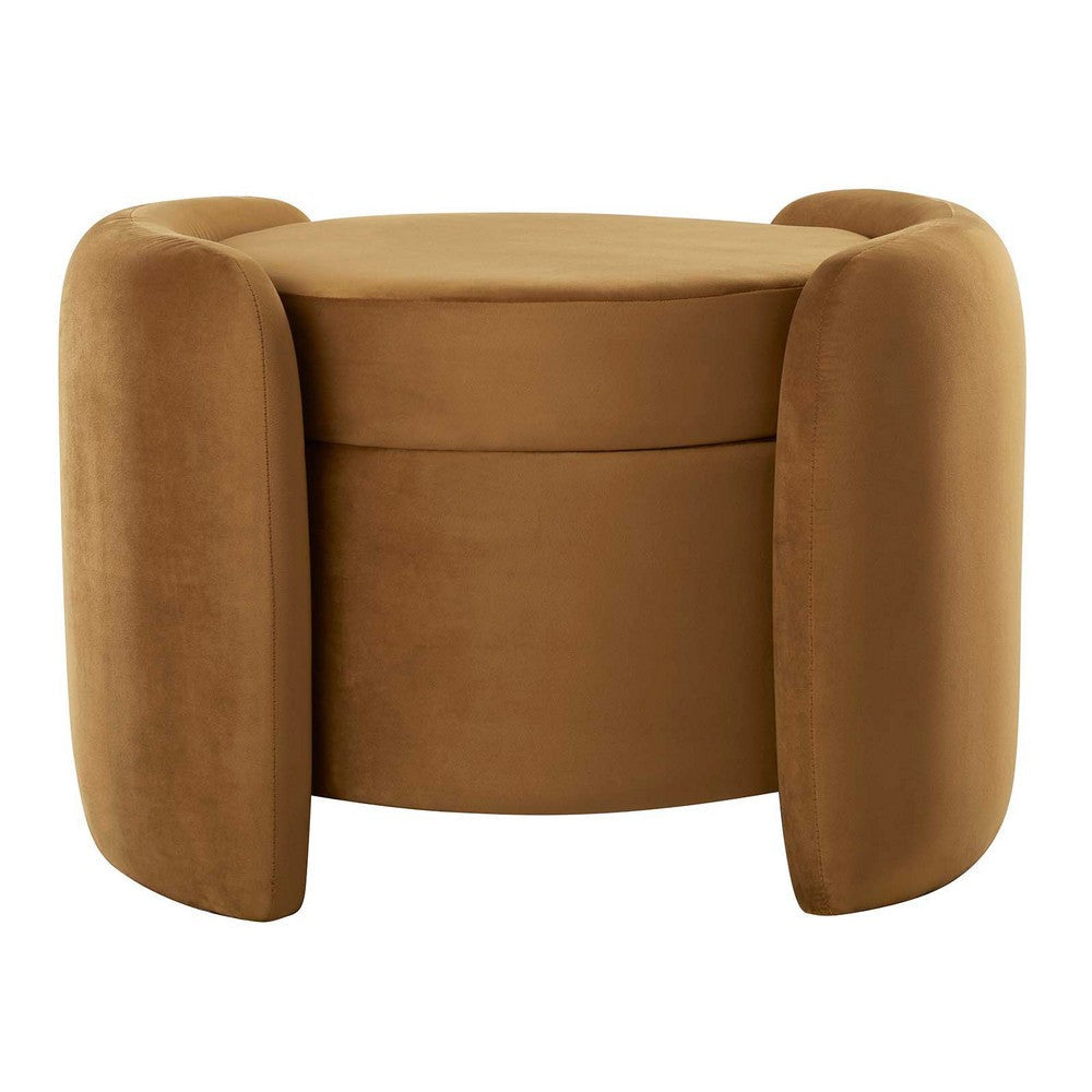 Modway EEI-6055-COG Nebula Upholstered Performance Velvet Ottoman Cognac MDY-EEI-6055-COG