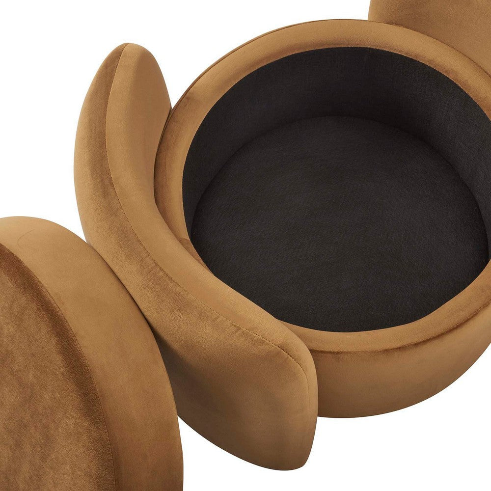 Modway EEI-6055-COG Nebula Upholstered Performance Velvet Ottoman Cognac MDY-EEI-6055-COG