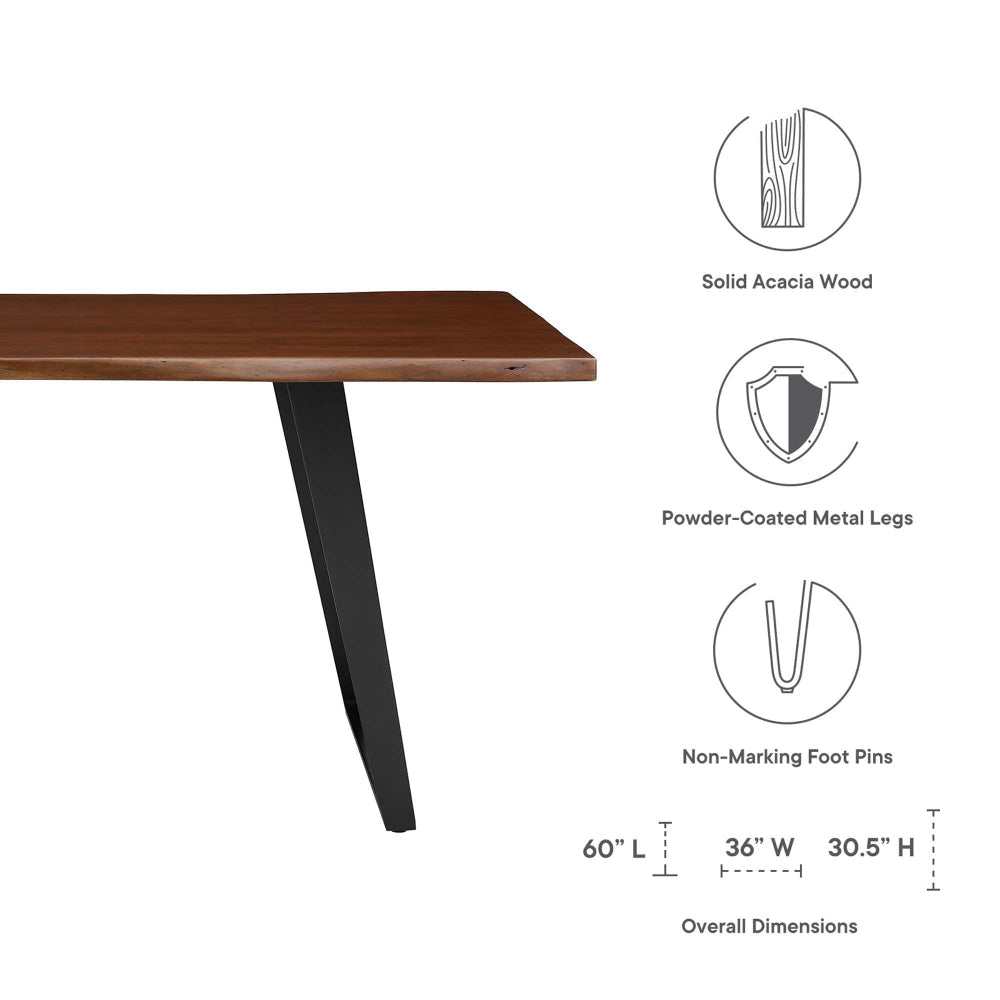 Viggo 60’’ Live Edge Acacia Wood Acacia Wood Dining Table by Modway