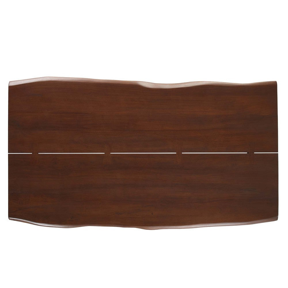 Modway Ardor 74’’ Live Edge Acacia Wood Rectangular Dining Table in Gold Walnut