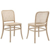 Modway Winona Elm Wood Cane Rattan Seat, Dining Side Chair - Set of 2, Gray