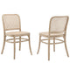 Modway Winona Elm Wood Cane Rattan Seat, Dining Side Chair - Set of 2, Gray