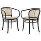 Modway Oliana Wood Dining Chair with Cane Rattan, Set of 2, Black