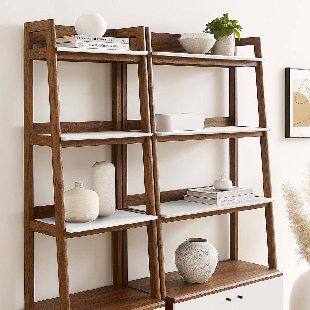 Modway Bookshelf Display Cases in Walnut White - Set of 2 MDY-EEI-6113-WAL-WHI