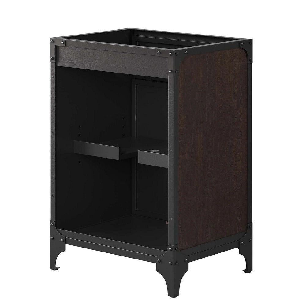 Modway Steamforge 24" Industrial Modern Bathroom Vanity in Black Walnut-Sink Basin Not Included, 23