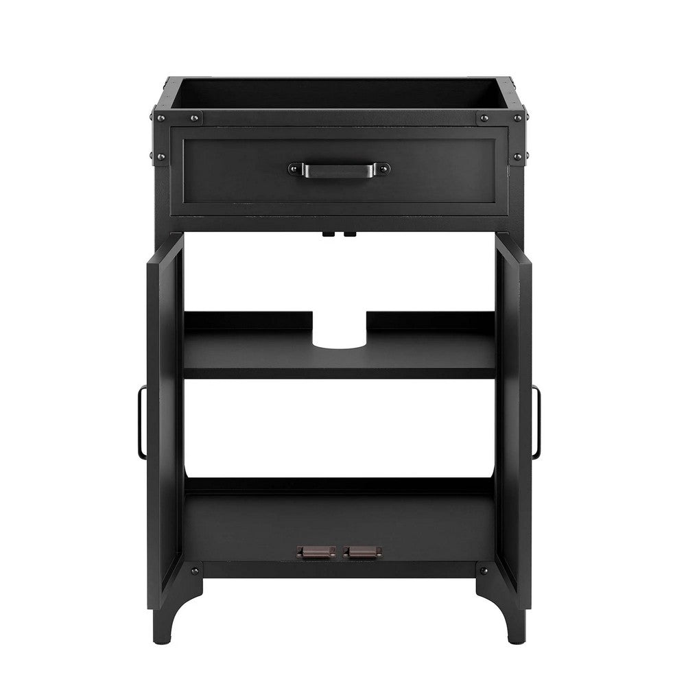 Modway Steamforge 24" Industrial Modern Bathroom Vanity in Black Walnut-Sink Basin Not Included, 23