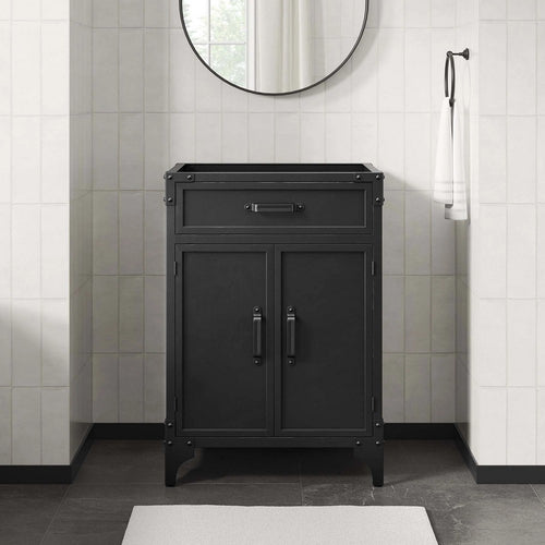 Modway Steamforge 24" Industrial Modern Bathroom Vanity in Black Walnut-Sink Basin Not Included, 23