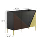 Modway Alchemist Modern Geometric Wood Grain 48’’ Single or Double Compatible Bathroom Vanity in Black Gold-Sink Basin Not Included