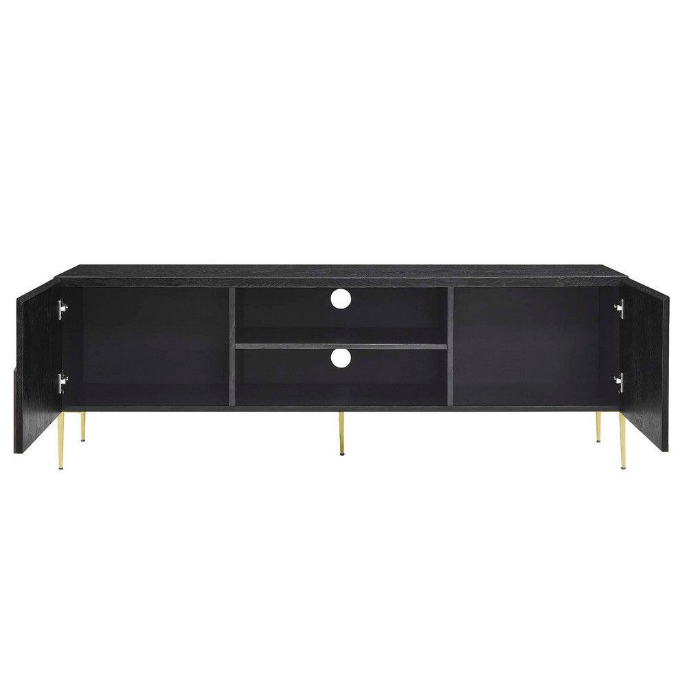 Modway Alchemist Modern Geometric 72’’ Low Profile TV Stand in Black Gold MDY-EEI-6146-BLK-GLD