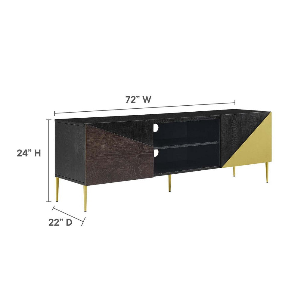 Modway Alchemist Modern Geometric 72’’ Low Profile TV Stand in Black Gold MDY-EEI-6146-BLK-GLD