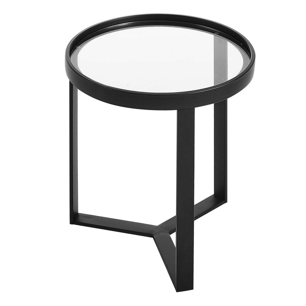 Modway Relay Glass and Metal Accent Side Table Black 17.5 x 17.5 x 19.5 MDY-EEI-6152-BLK