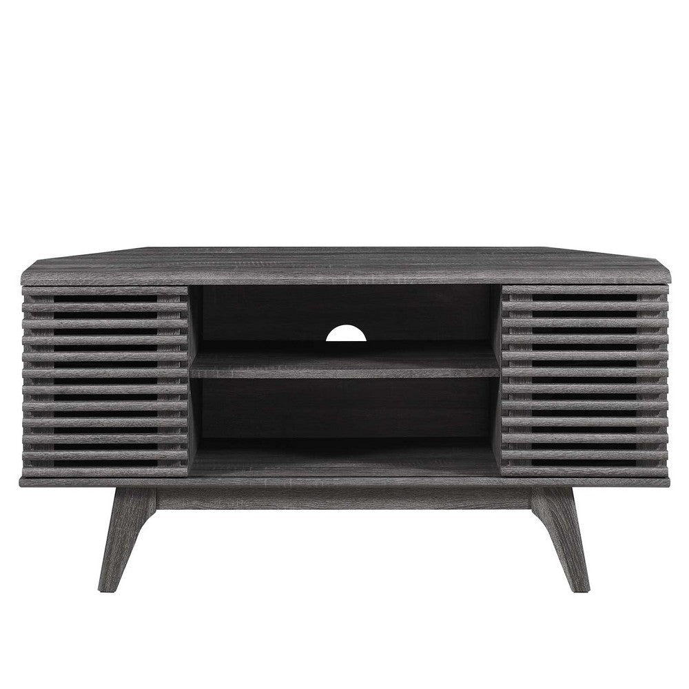 Modway Render Mid-Century Modern Low Profile 46’’ Corner Media TV Stand in Charcoal