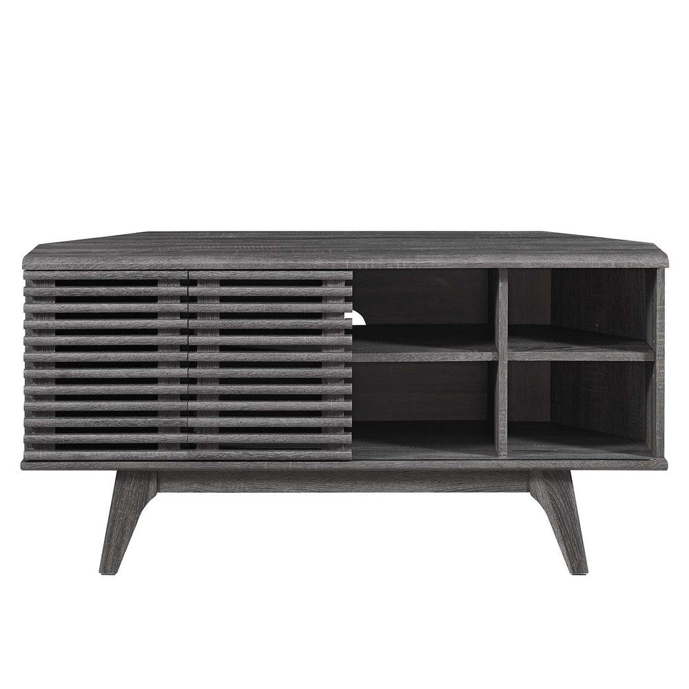 Modway Render Mid-Century Modern Low Profile 46’’ Corner Media TV Stand in Charcoal