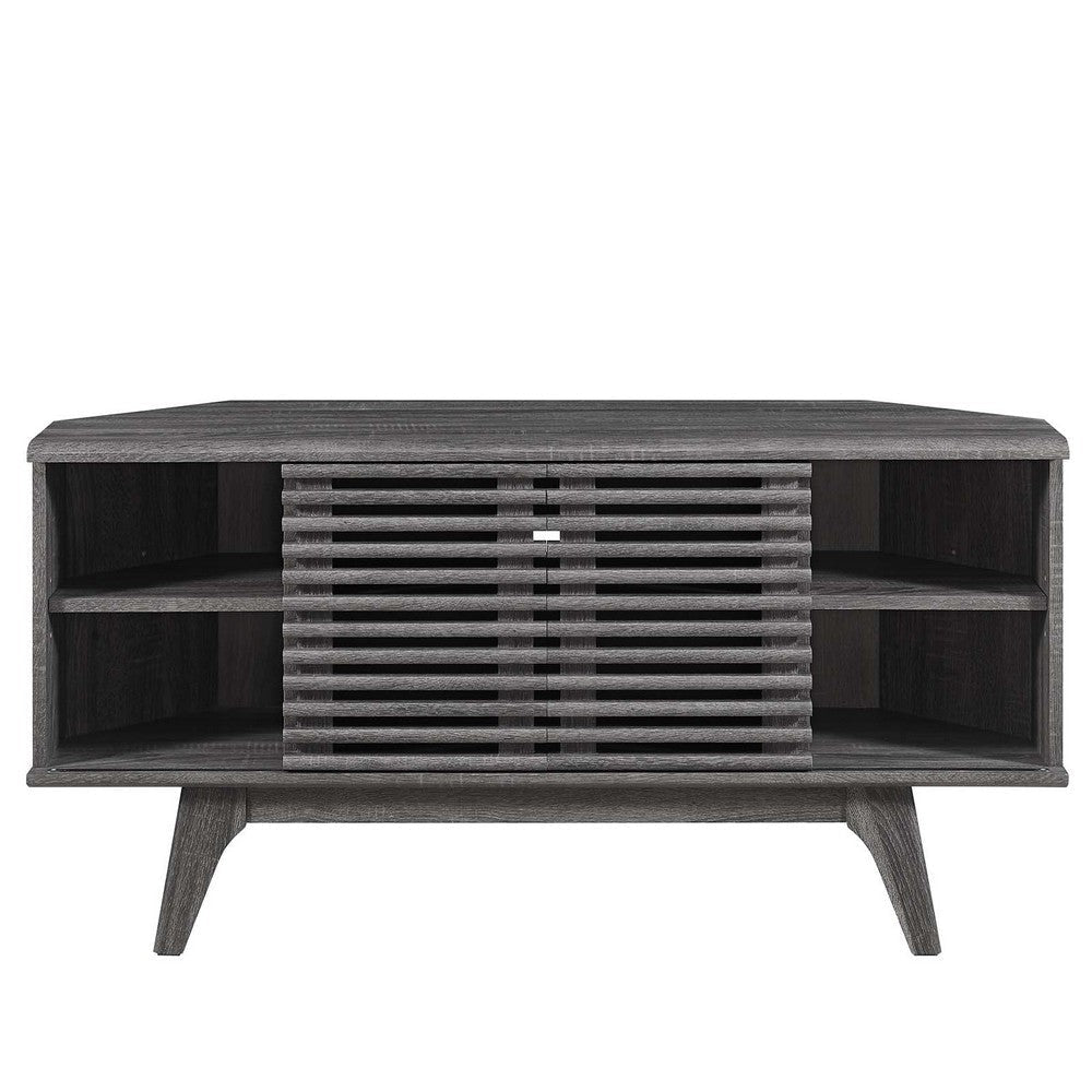 Modway Render Mid-Century Modern Low Profile 46’’ Corner Media TV Stand in Charcoal