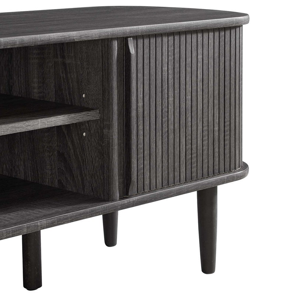 Modway Contour Mid-Century Modern 55’’ Media TV Stand in Charcoal 15 x 54.5 x 18.5