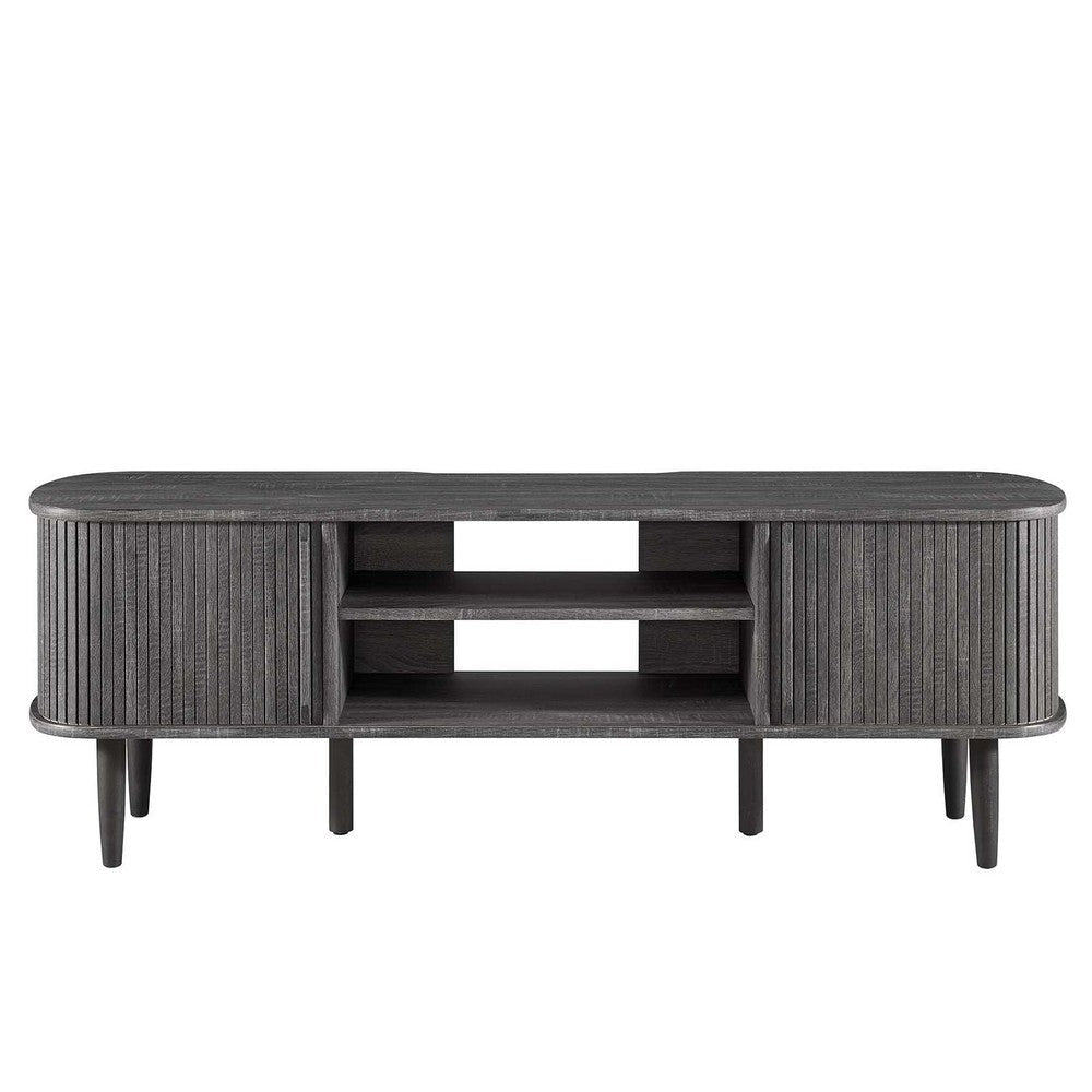 Modway Contour Mid-Century Modern 55’’ Media TV Stand in Charcoal 15 x 54.5 x 18.5