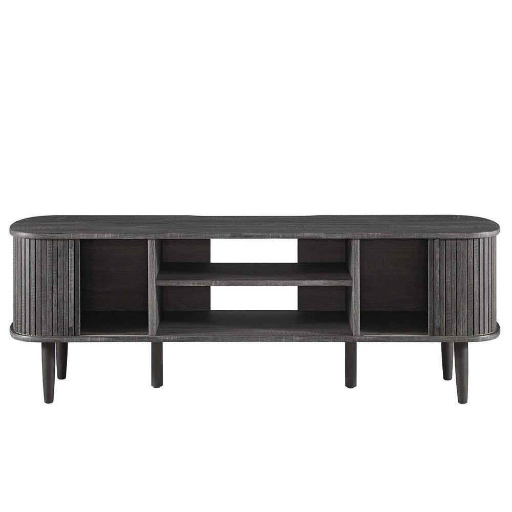 Modway Contour Mid-Century Modern 55’’ Media TV Stand in Charcoal 15 x 54.5 x 18.5