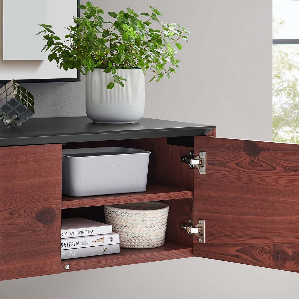 Kinetic Wall-Mount Office Storage Cabinet by Modway| Black