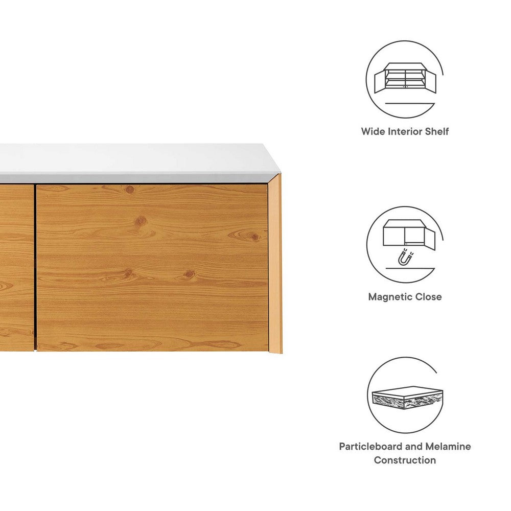 Kinetic Wall-Mount Office Storage Cabinet by Modway| Brown
