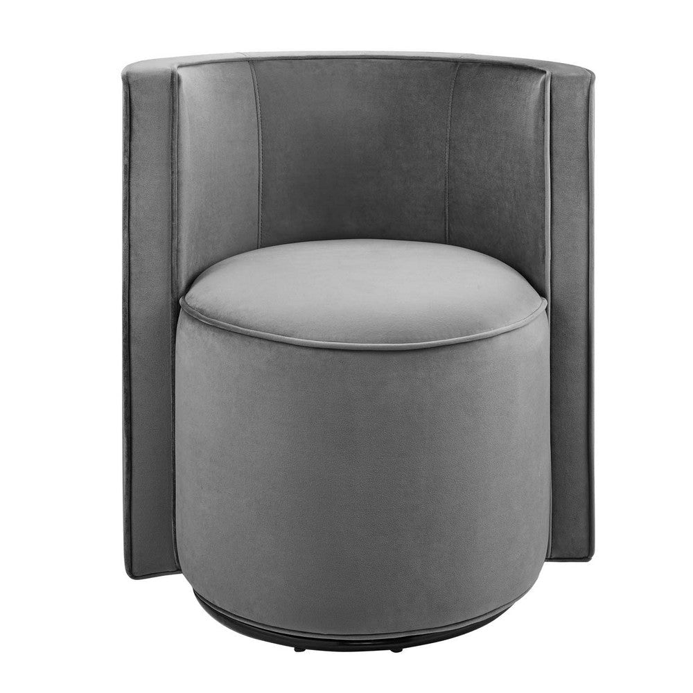 Modway Della Performance Velvet Accent Swivel Chair in Gray, Grey