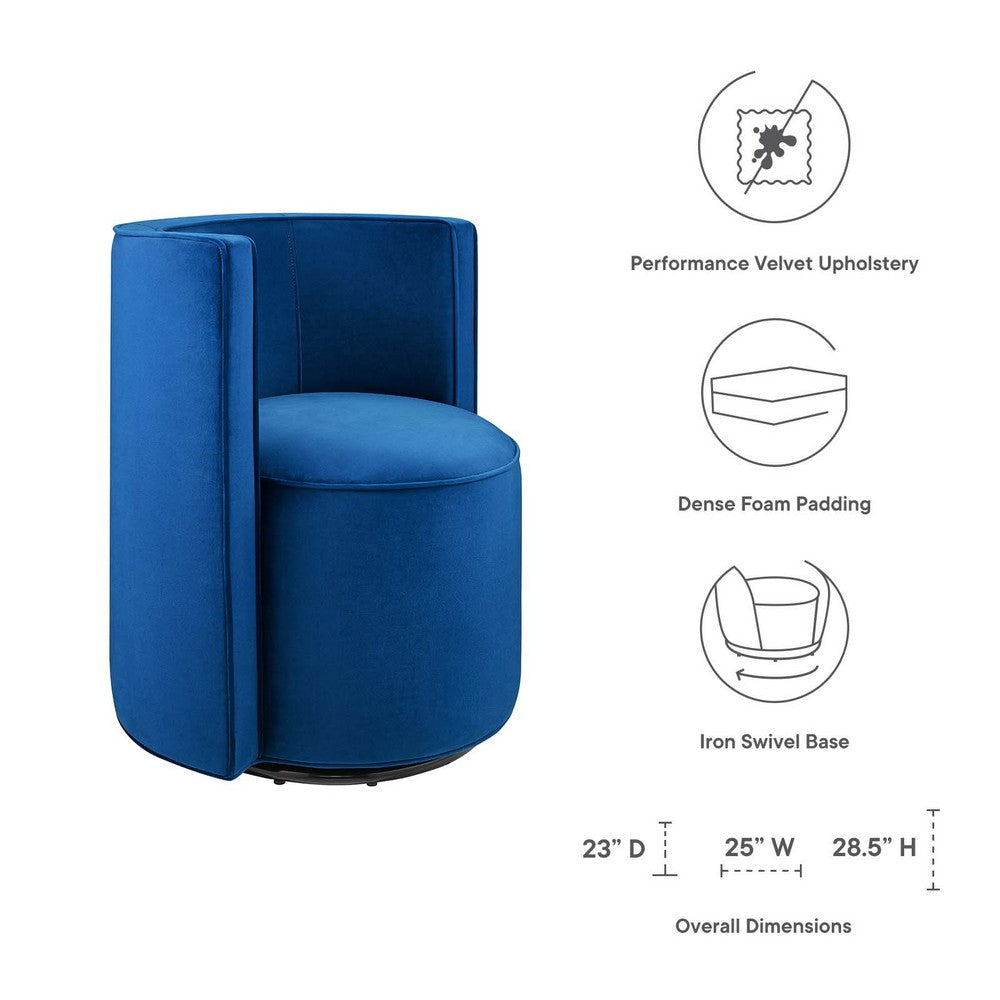Della Performance Velvet Fabric Swivel Chair  - No Shipping Charges