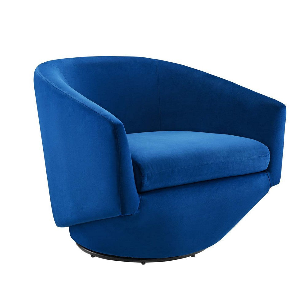 Modway Series Performance Velvet Accent Swivel Chair in Navy