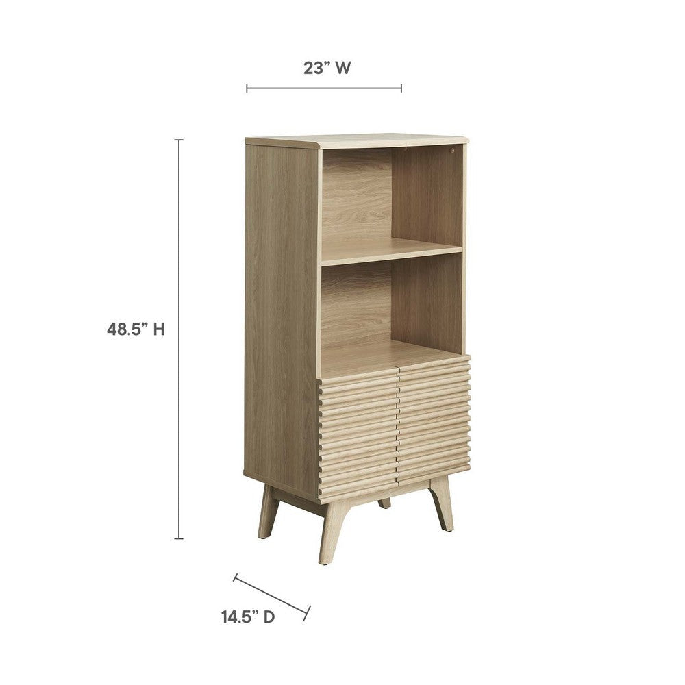 Modway Render Mid-Century Modern Office Display Cabinet Bookshelf Oak MDY-EEI-6229-OAK