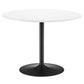 Modway Amuse 40" Round Mid-Century Modern Pedestal Dining Table in Black White