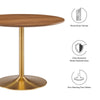 Modway Amuse 40’’ Round Mid-Century Modern Pedestal Dining Table in Gold Walnut MDY-EEI-6249-GLD-WAL