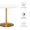 Modway Amuse 40’’ Round Mid-Century Modern Pedestal Dining Table in Gold White MDY-EEI-6249-GLD-WHI