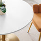 Modway Amuse 40’’ Round Mid-Century Modern Pedestal Dining Table in Gold White MDY-EEI-6249-GLD-WHI