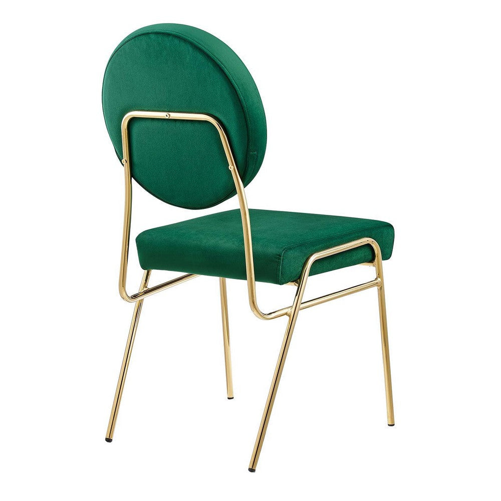 Modway Craft Performance Velvet Upholstered Side Dining Chair in Gold Green MDY-EEI-6252-GLD-GRN