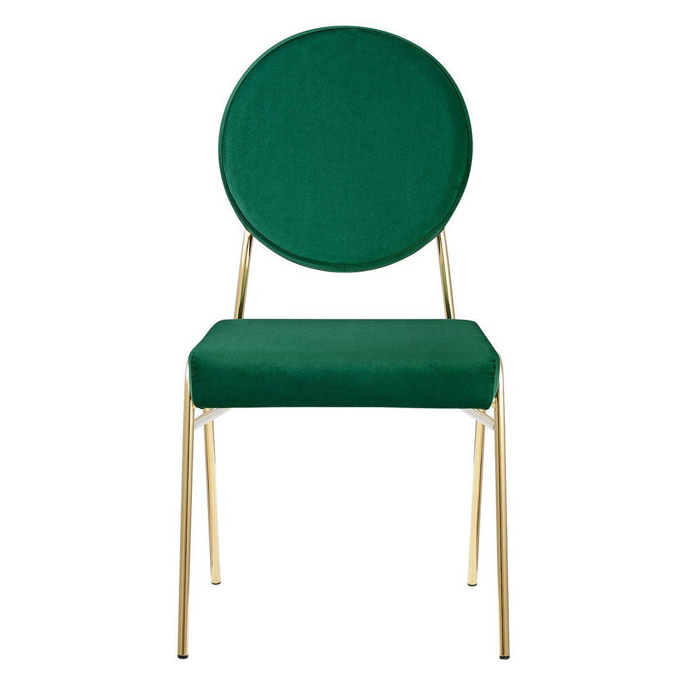 Modway Craft Performance Velvet Upholstered Side Dining Chair in Gold Green MDY-EEI-6252-GLD-GRN