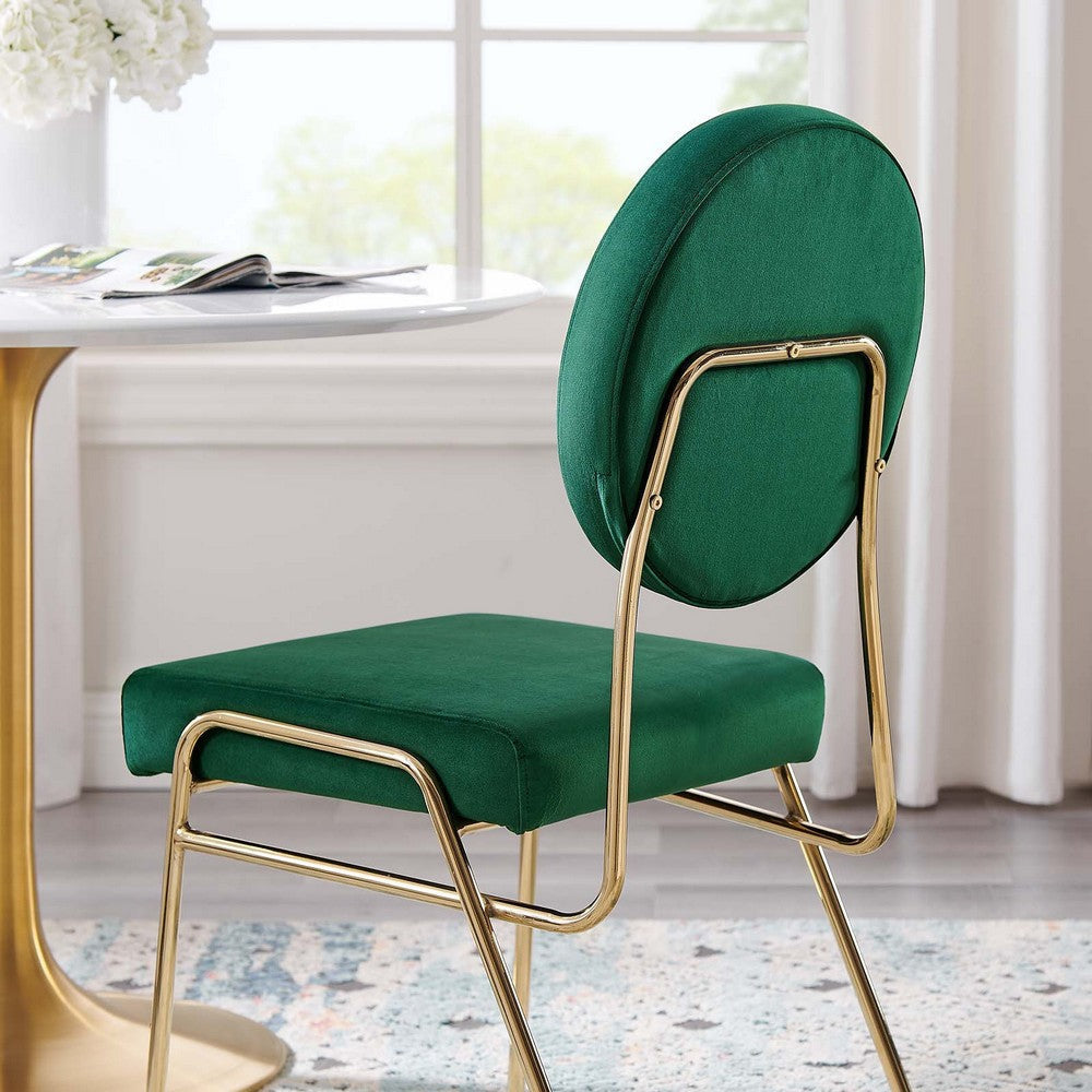 Modway Craft Performance Velvet Upholstered Side Dining Chair in Gold Green MDY-EEI-6252-GLD-GRN