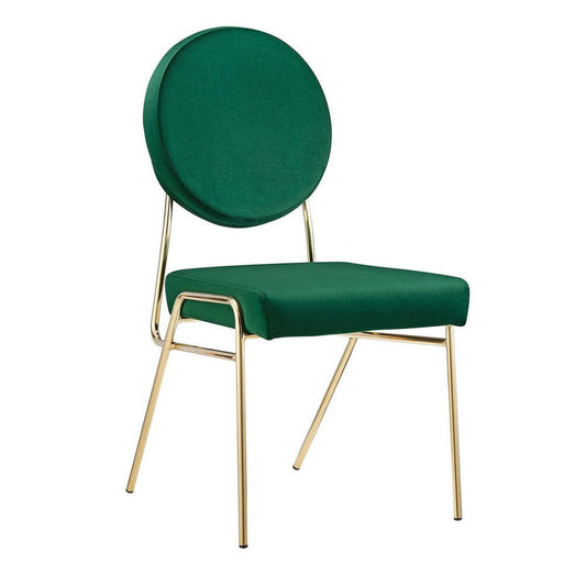 Modway Craft Performance Velvet Upholstered Side Dining Chair in Gold Green